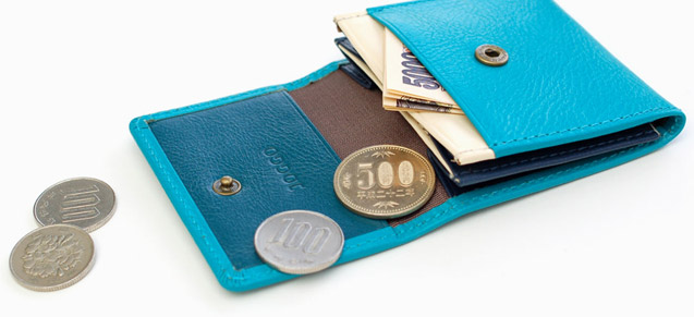 青いデザインのコインケース